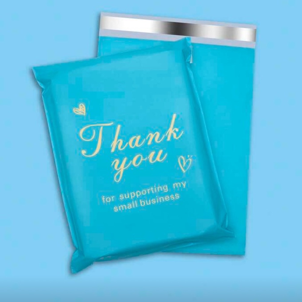 Set of 20 Pack Blue 10x13 Poly Mailers Thank You Small Business Shipping Bag New